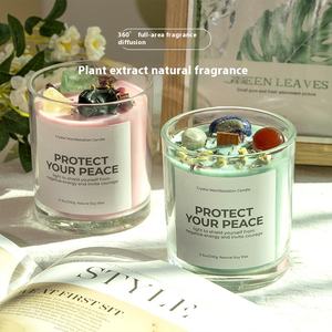 Bougie parfumée d'aromathérapie en cristal naturel faite à la main et écologique Parfum d'intérieur longue durée Nerfs apaisants Aide au sommeil - Product Image 5
