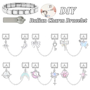 Breloques pendantes DIY pour bracelets modulaires italiens, accessoires en acier inoxydable, motifs étoile, lune, queue de sirène - Product Image 4