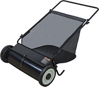 Balayeuse à pousser pour pelouse de 26 pouces, collecteur de feuilles, sac en maille de 7 pieds cubes, 4 brosses rotatives en PP, construction en acier durable, réglable