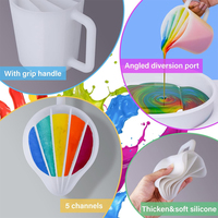 Timesrui 500ml Silicone Réutilisable Split Tasses Fluide Art Split Tasse Avec Poignée pour Peinture Acrylique Résine Moules Art Peinture Verser