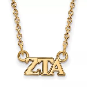 Collana di vita greca Zeta Tau Alpha placcata in oro 18K collana di lettere greche a doppio foro in acciaio inossidabile lucidato - Product Image 1