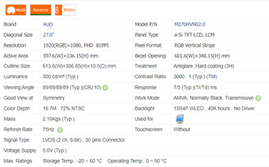 Nhà máy trực tiếp-auo m270hvn02.0 27 "<span class=keywords><strong>TFT</strong></span> <span class=keywords><strong>LCD</strong></span> hiển thị module, Độ phân giải cao màn hình <span class=keywords><strong>LCD</strong></span> cho thương mại kỹ thuật số biển - Product Image 6