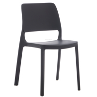 Chaise de café moderne, simple, ergonomique, empilable, en polypropylène noir