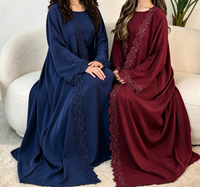 MEXIZO 2026 Ensemble Abaya Ouverte en Dentelle Fantastique de Dubaï pour Femme, Kimono Cardigan, Vêtements Musulmans Modestes pour Ramadan et Aïd, Vente en Gros