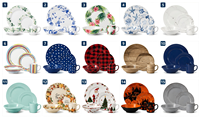 Service de vaisselle en mélamine imprimé avec des motifs créatifs, logo personnalisé, écologique, sans BPA, assiettes et bols, passe au lave-vaisselle