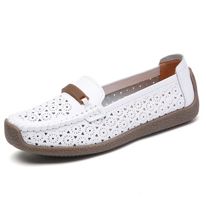 Scarpe Casual da <span class=keywords><strong>Donna</strong></span> Taglie Forti, <span class=keywords><strong>Mocassini</strong></span> Perforati Autunnali Slip-On, Soletta Morbida in PU, Suola in Gomma Confortevole, Vera Pelle - Product Image 6