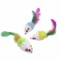 Jouet pour chat en peluche en forme de souris avec queue à plumes, jouet interactif pour chaton, pour mordre, jouer et s'amuser