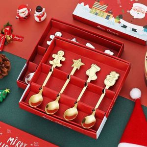 Ensemble de couverts métalliques de Noël Weian avec cuillères et fourchettes - Boîte cadeau élégante pour café, thé, desserts - Product Image 2