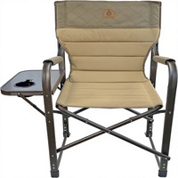Chaise de camping pliable XL robuste pour jardin et extérieur, table latérale, capacité de 400 lb, dossier haut, accoudoirs rembourrés, porte-gobelet pratique
