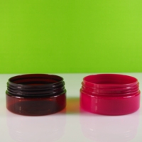 Pot de crème en plastique à paroi basse rose ambré de 80ml avec couvercle en métal couvercle en plastique
