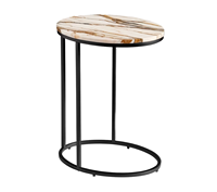 Table d'appoint moderne avec plateau en marbre et structure en fer, mobilier de salon minimaliste, design durable