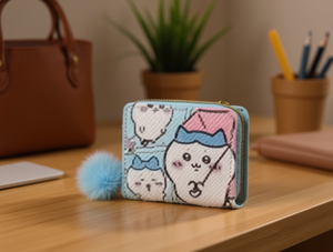 Cartera Pequeña de Tela No Tejida con Diseño de Pom-Pom de Dibujos Animados, Unisex, para Uso Diario - Product Image 2