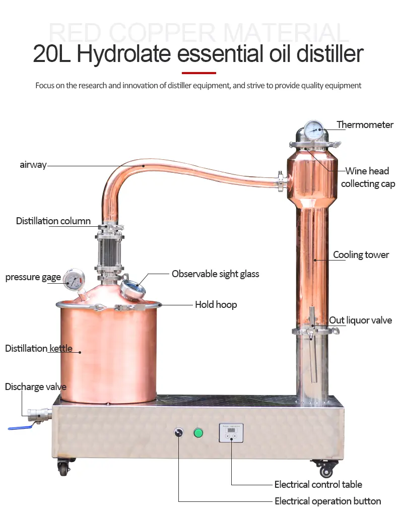 20L 증류기 에센셜 오일 만들기 증류기