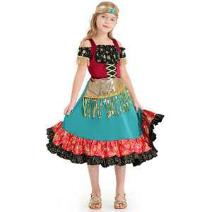 Vestido <span class=keywords><strong>de</strong></span> Danza Bohemio con Lentejuelas y Tirantes para Niña, Estilo Gitano, Disfraz para Juegos - Product Image 4