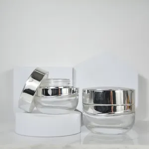 Make Up Face Cream Lip Balm Lotion Storage Containers White Silver Edge Refillable Cosmetic Facial Cream Jar