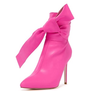 Bottines courtes sexy pour femme à bout pointu, extensibles, à talon aiguille, avec nœud en dentelle - Product Image 2