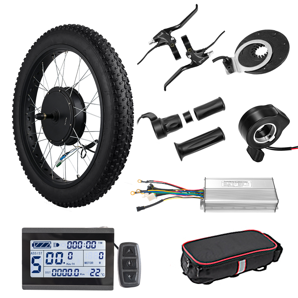3000W 72V Brushless Rear Wheel Electric Bicycle Kit 55-70KM Ebike LCD Display Twist 26inch Snow Conversions Hub Motor Wheel