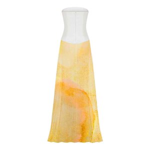 Abito <span class=keywords><strong>Lungo</strong></span> Maxi di Alta Qualità Personalizzato <span class=keywords><strong>con</strong></span> Stampa a Scariche, per Vacanze e Feste, in <span class=keywords><strong>Raso</strong></span> e Chiffon, Senza Spalline <span class=keywords><strong>con</strong></span> <span class=keywords><strong>Spacco</strong></span> Alto Frontale - Product Image 5