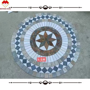 Gạch khảm đá cẩm thạch đầy màu sắc cho sàn ngoài trời và tường hình lục giác và hình tròn khảm đá cẩm thạch bằng tia nước - Product Image 4