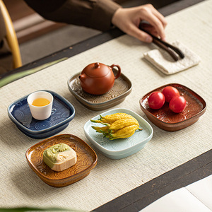 Assiette à fruits carrée en céramique de style chinois, motif ondulé, plat à collation en porcelaine pour mariage, plateau à fruits secs pour la maison - Product Image 2