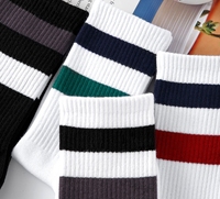 Chaussettes de sport unisexes à rayures, coton, moyen haut tube, extérieur athlétique, baseball, cyclisme, vêtements rétro, étudiants mignons, style unisexe