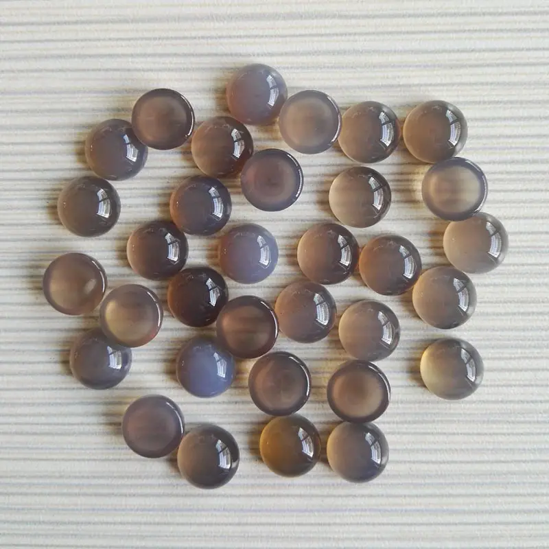 원시 보석 크리스탈 도매 대량 대량 천연 크리스탈 8mm 느슨한 돌 멀티 회색 마노 라운드 카보 숑 돌 공예