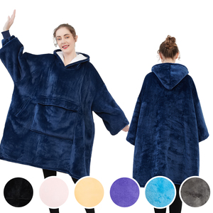 Oem Chất lượng cao cộng với kích thước quá khổ lớn cộng với kích thước flannel Sherpa mặc hoodie chăn trùm đầu áo chăn với tay áo - Product Image 1