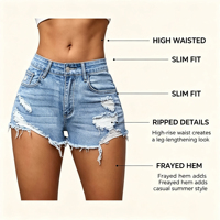 Shorts en jean extra courts pour femme, taille basse, coupe skinny, déchirés, ourlet brut, tendance été