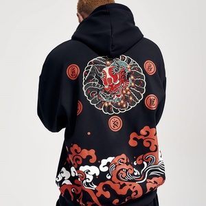 Sweat à capuche lourd brodé en 3D avec motif de dessin animé et lettres, à cordon de serrage, manches longues, pour homme, motif Dragon, collection automne - Product Image 4