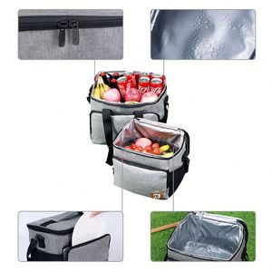 Sac isotherme pour déjeuner personnalisé avec logo, en Oxford 600D, isolé pour le bureau, les voyages, les pique-niques, sac thermique souple, boîte isotherme avec bandoulière - Product Image 6