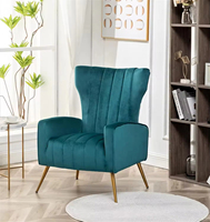 Fauteuil d'appoint en velours au design moderne et luxueux, pieds en métal doré, chaise individuelle confortable pour salon, salle à manger, maison