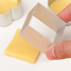 ミニジオメトリ型ラウンドスクエアクッキーカッターステンレススチールビスケットカッタークッキービスケットペストリー生地パイ - Product Image 4