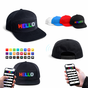 หมวก LED แสดงข้อความ ควบคุมผ่านแอพ ชาร์จ USB หมวกแก๊ป Snapback แสดงข้อความแบบตั้งโปรแกรมได้ - Product Image 1