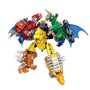 Jouets de dinosaures robots transformables 6 en 1 pour garçons, blocs de construction à assembler soi-même - Product Image 1