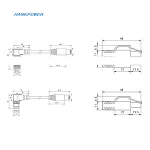 Câble Ethernet M12 Réseau <span class=keywords><strong>LAN</strong></span> 4 broches 8 broches M12 vers connecteur RJ45 Caméra industrielle Câble de vision industrielle - Product Image 3