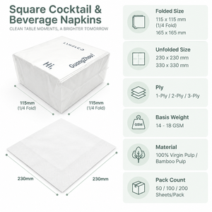 Servilletas Impresas Personalizadas de 3 Capas, 23*23cm, Tinta de Grado Alimenticio para Hoteles, Banquetes, Conferencias y Cenas de Gala - Product Image 4