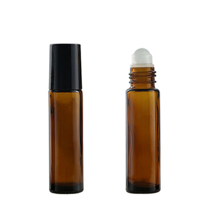 Botella de vidrio ámbar delgada de 5ml y 10ml al por mayor, vacía, para perfume o aceite, con rodillo de acero inoxidable/vidrio para <span class=keywords><strong>crema</strong></span> de cuidado de la piel. - Product Image 1