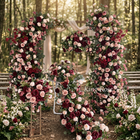 Décoration d'événements en gros : Arche de mariage et toile de fond en fleurs artificielles en soie, réalistes et colorées