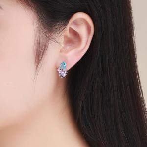 SCE579 Coloré zircon pierre gemme avec verre <span class=keywords><strong>fantaisie</strong></span> bijoux 925 argent femmes <span class=keywords><strong>oreille</strong></span> manchette cerceau <span class=keywords><strong>boucles</strong></span> <span class=keywords><strong>d</strong></span>'oreilles - Product Image 5