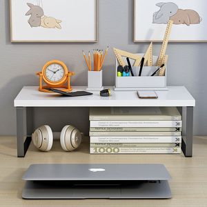 <b>Desktop</b> Bookshelf Computer Monitor Lift Laptop Holder Office Storage Rack With <b>Shelf</b> For Desk Organization - Product Image 3