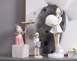 현대 저장 귀여운 수지 공예 장식품 사탕 주최자 트레이 책상 가정 장식 소녀 동상 - Product Image 2