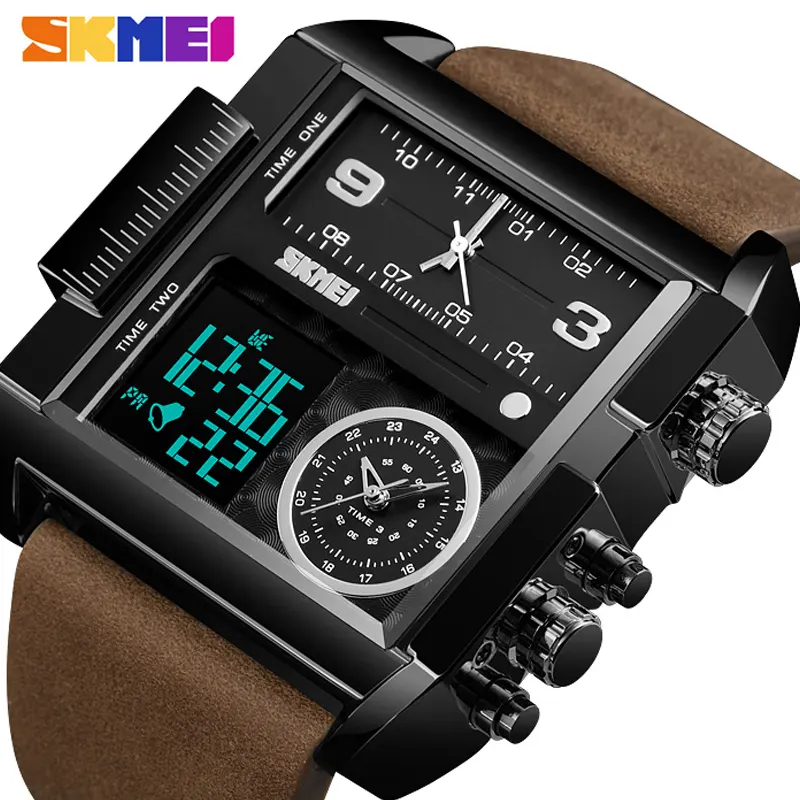 SKMEI-reloj analógico de cuarzo para hombre, cronógrafo deportivo Digital, a la moda, militar, negro, resistente al agua, masculino, 1391