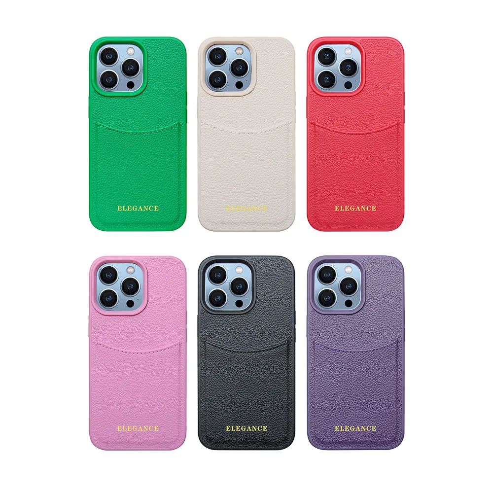 Pure Color Card Holder Protective Case Cover Accessories For Iphone 14 PRO MAX Plus 13 Leather Case