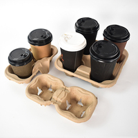 Porte-gobelets jetables écologiques biodégradables en papier vierge avec poignée et sangle pour les gobelets à emporter