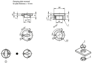Plaque de serrage en acier inoxydable KIPP K1062, forme B, avec verrou à quart de tour fraisé, finition brillante, pour montage industriel - Product Image 4