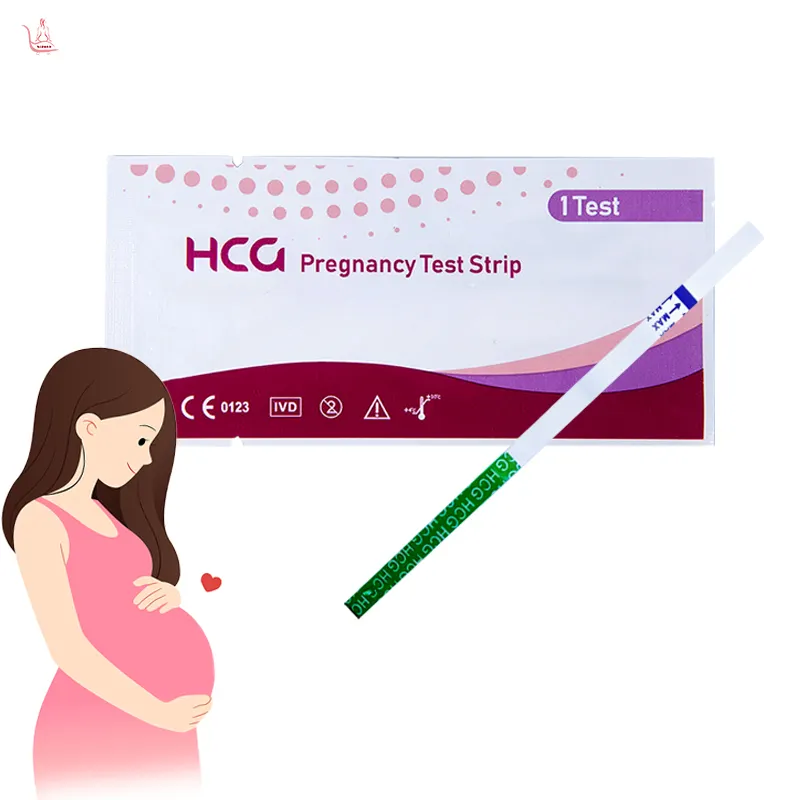 Prueba de embarazo de Hcg para el hogar, kits de tiras de prueba rápida de embarazo de Hcg, tira de prueba rápida de un paso
