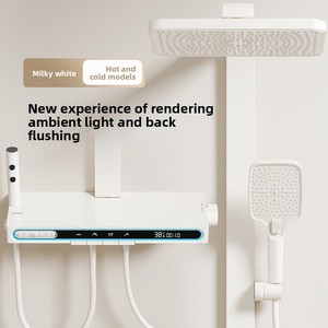 Juego de ducha de baño termostático Digital LED, sistema de 4 Funciones, grifo de cobre y latón pulido, juego de cabezal de ducha de bañera de chorro filtrado - Product Image 6