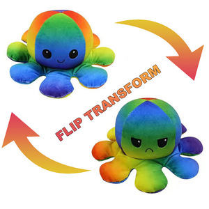Peluche Pieuvre Réversible Double Face, Poupée en Peluche Pieuvre à Double Face Changeant d'Humeur, Décoration Douce en Peluche, Cadeau - Product Image 2