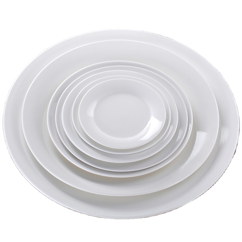 Bán Chạy Bộ Đồ Ăn Không Vỡ Bằng Nhựa Đĩa Lớn Giá Rẻ Đĩa Sạc Melamine Tròn Màu Trắng