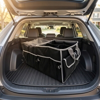 Organisateur de coffre de voiture pliable avec compartiments étanches, boîte de rangement en polyester multi-poches en maille pour les voyages, garde le chargement de la voiture bien rangé